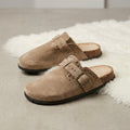 Studded Suede Effect Cork Sole Clogs