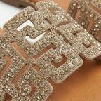 Rhinestone Embellished Geometric Cutout Design Flat Slide Sandals