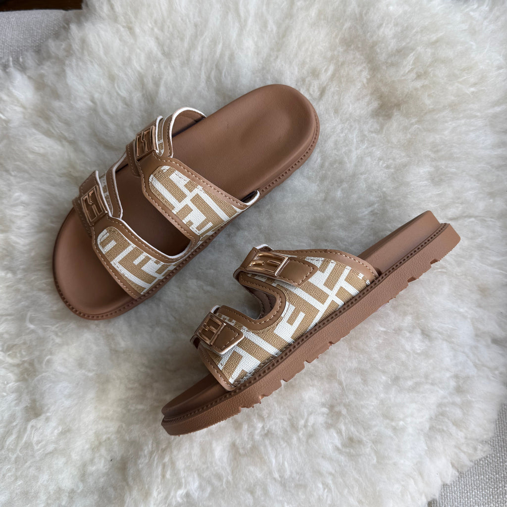 Monogram Double Strap Buckle Slides