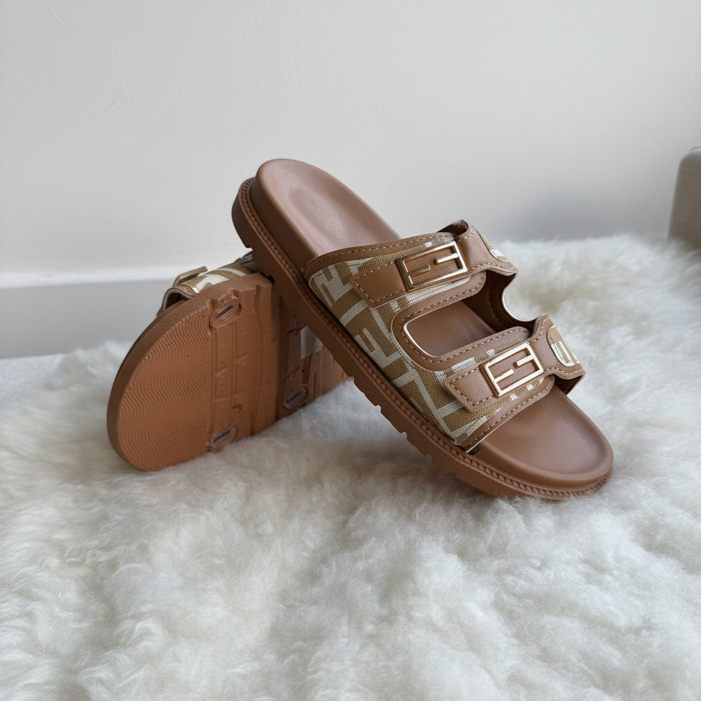 Monogram Double Strap Buckle Slides