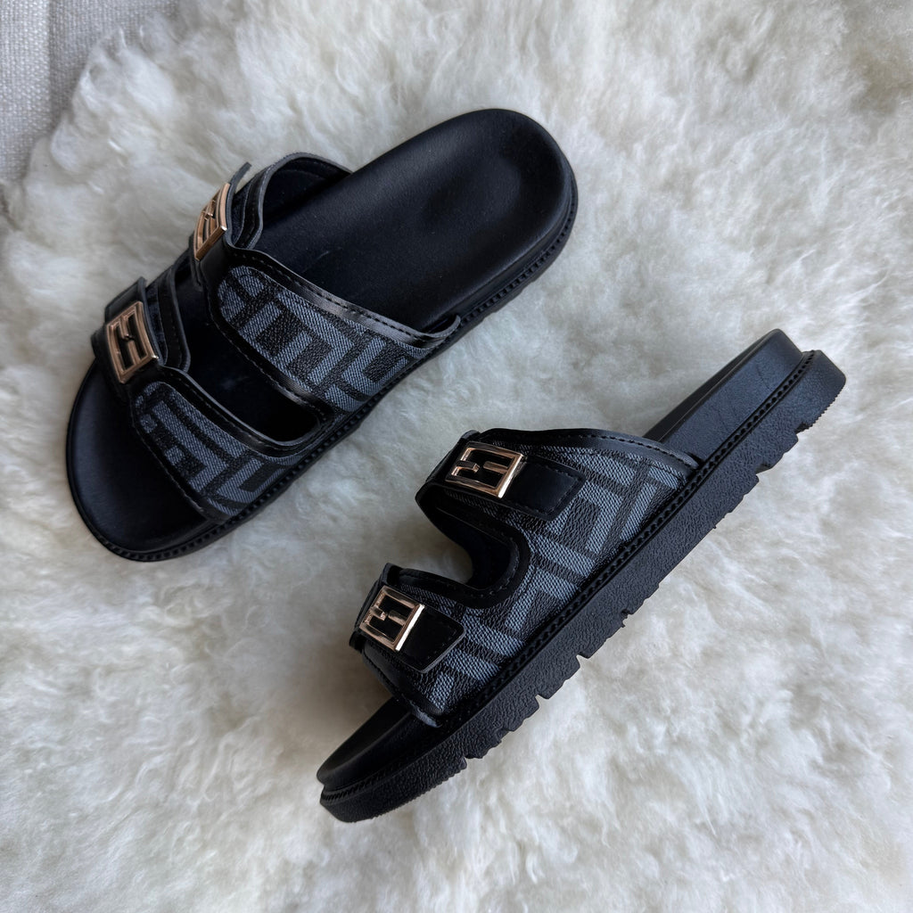 Monogram Double Strap Buckle Slides