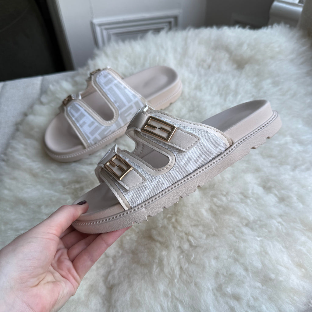 Monogram Double Strap Buckle Slides