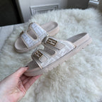 Monogram Double Strap Buckle Slides