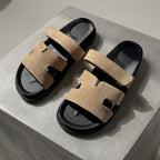 Double Strap H Cut-Out Sandals with Velcro Strap