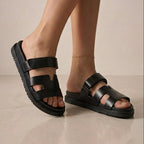 Double Strap H Cut-Out Sandals with Velcro Strap
