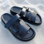 Double Strap H Cut-Out Sandals with Velcro Strap